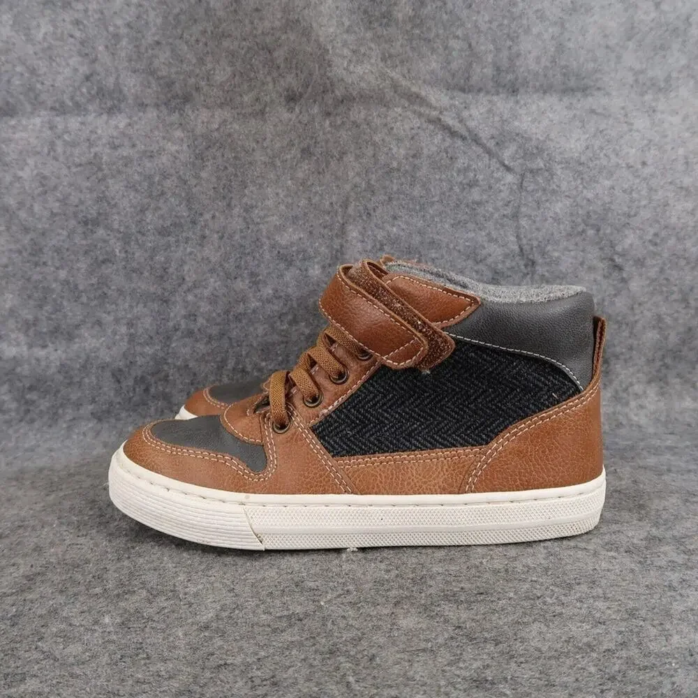 Gymboree Shoes Kids 13 Sneakers Boots High Top Casual Brown Grey Boys Easy On
